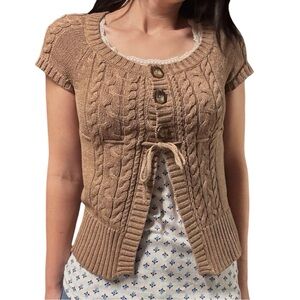 Aeropostale | Y2K Button Chest Open Front Flyaway Tie Waist Babydoll Cardigan